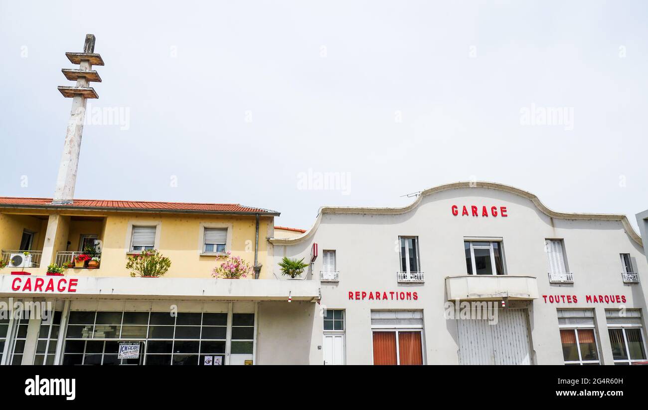 Vintage Gas station located along former RN7, Mythic road of French