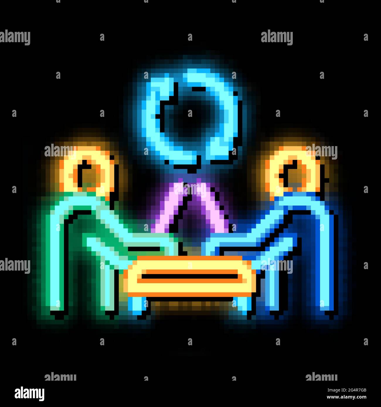 exchange of computer experience neon glow icon illustration Stock Vector