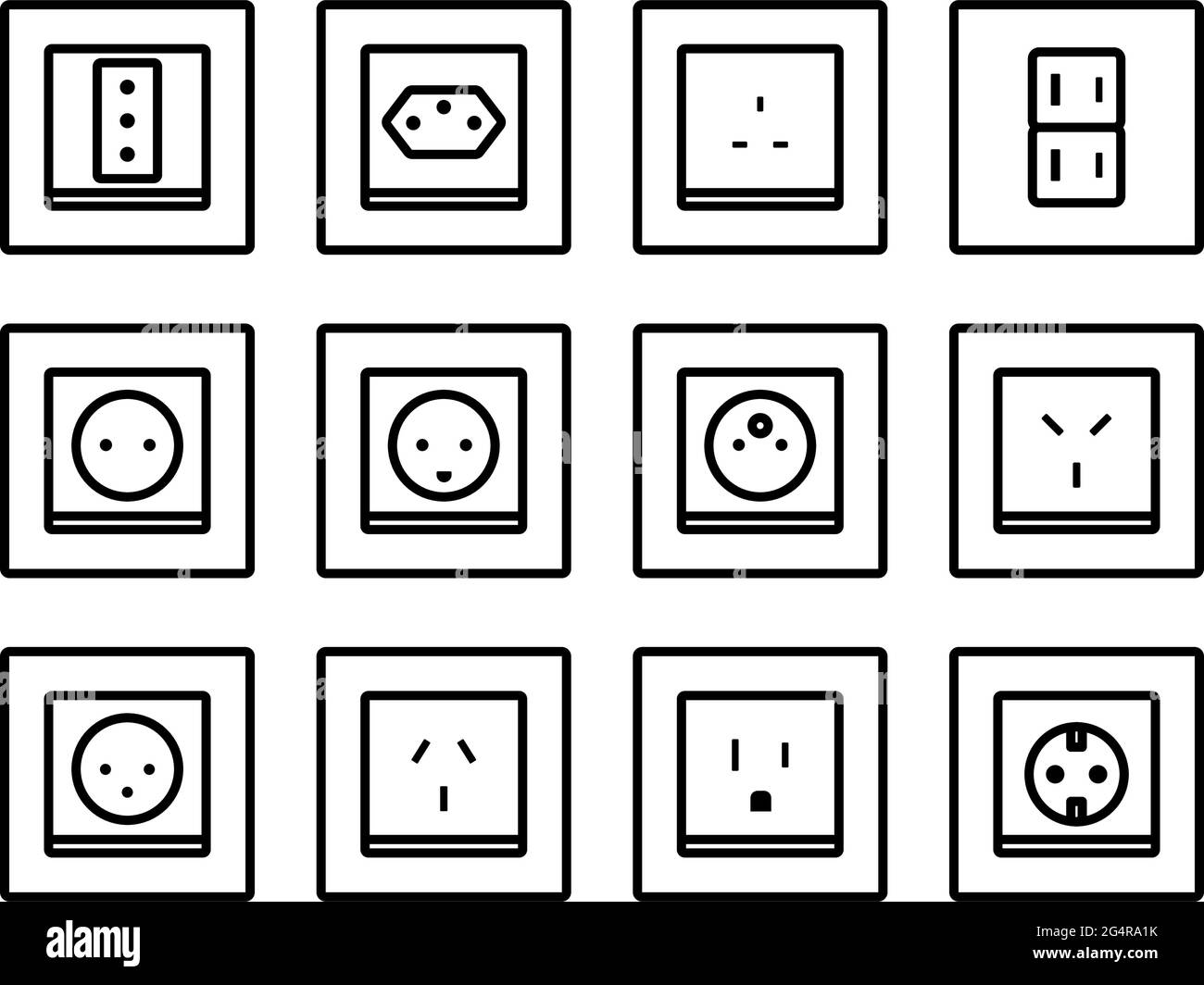 Electrics Icon Set. Editable Bold Outline Design. Vector Illustration ...