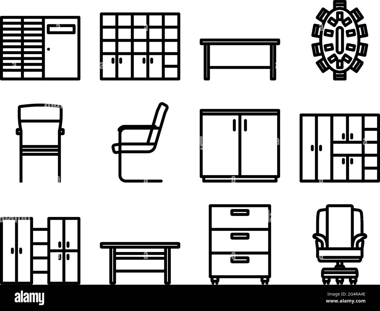 Office Icon Set. Bold outline design with editable stroke width. Vector ...