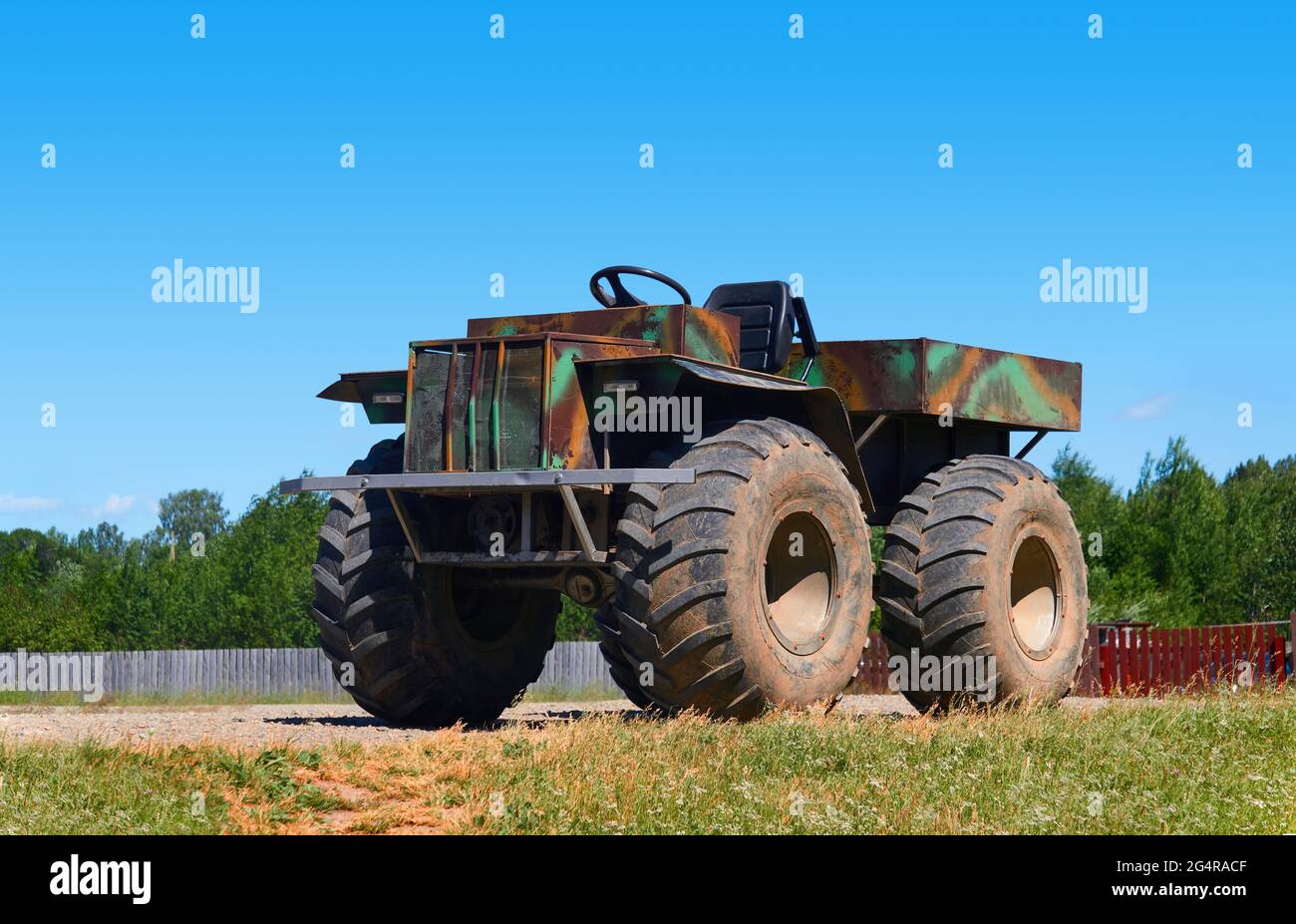 homemade rural swamp buggy on a village street Stock Photo Alamy