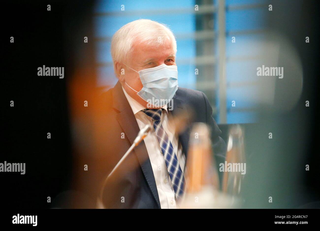 Berlin, Germany. 23rd June, 2021. Horst Seehofer (CSU), Federal Minister of the Interior, before the weekly cabinet meeting in the Chancellery. Credit: Michele Tantussi/Reuters/Pool/dpa/Alamy Live News Stock Photo