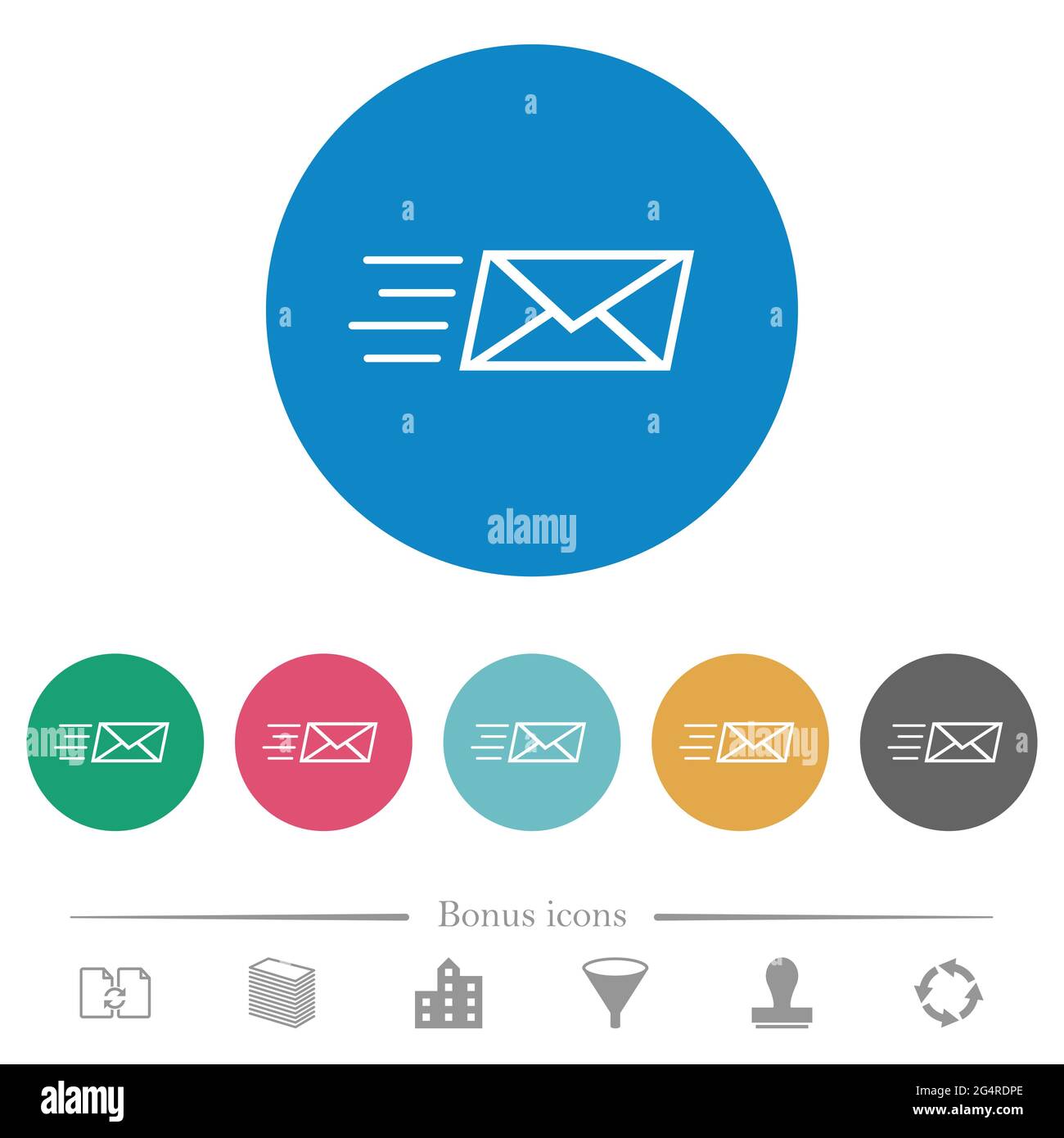 Sending express mail outline flat white icons on round color ...
