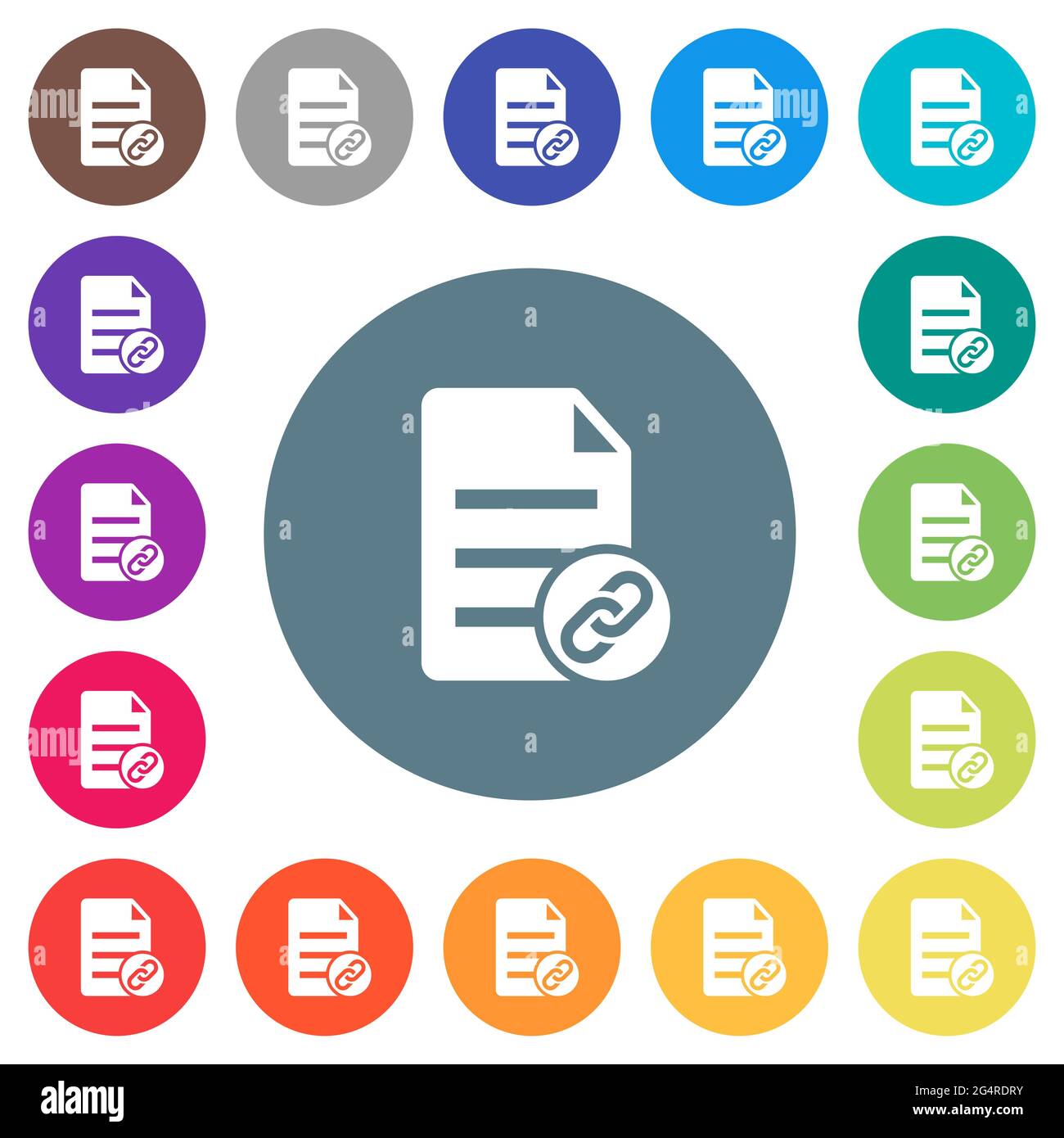 Attach document flat white icons on round color backgrounds. 17 ...