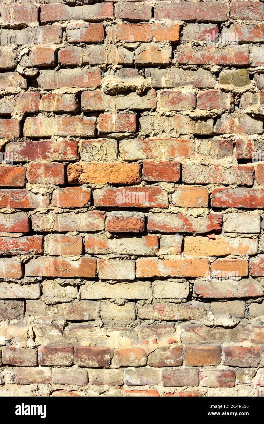 Vertical background of old vintage red brick wall Stock Photo - Alamy