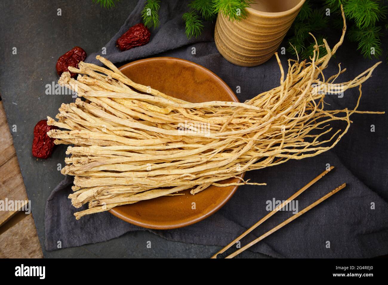 Chinese herbal medicine codonopsis Stock Photo
