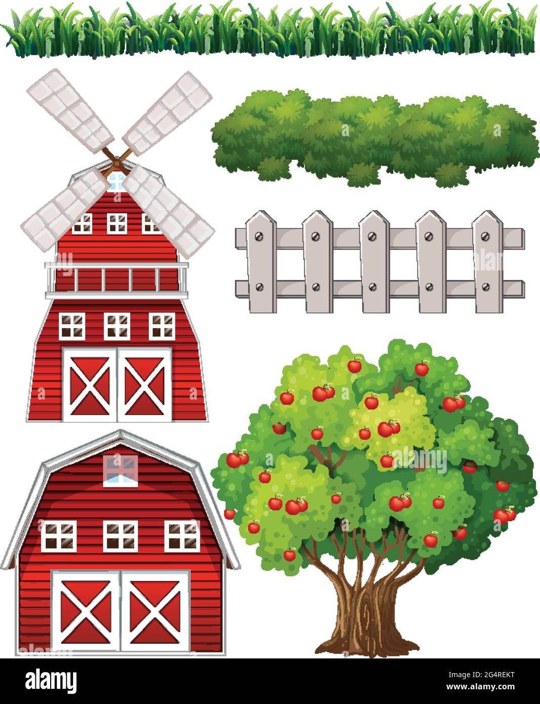 Farm element set isolated on white background illustration Stock Vector ...