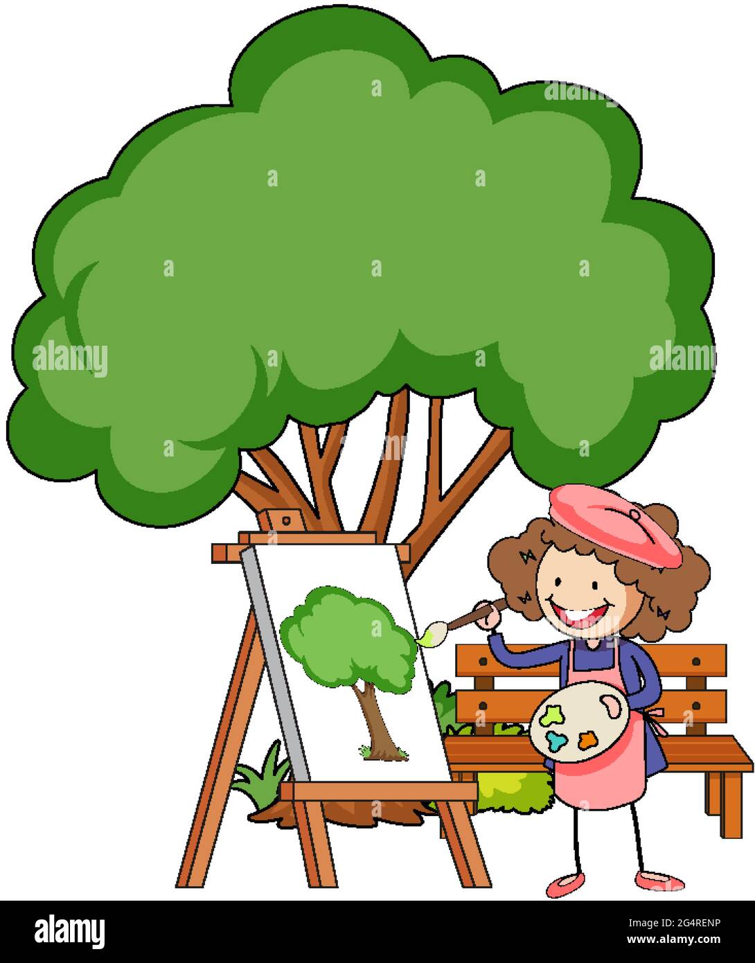 Dectrorting Little Tree Little artist drawing a tree picture isolated on white background ...