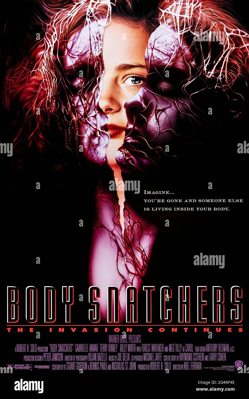 Body Snatchers (1993) directed by Abel Ferrara and starring Gabrielle Anwar, Meg Tilly and Terry Kinney. Jack Finney's classic sci-fi novel about an alien invasion replacing humans with clones hits the big screen for a third time. Stock Photo