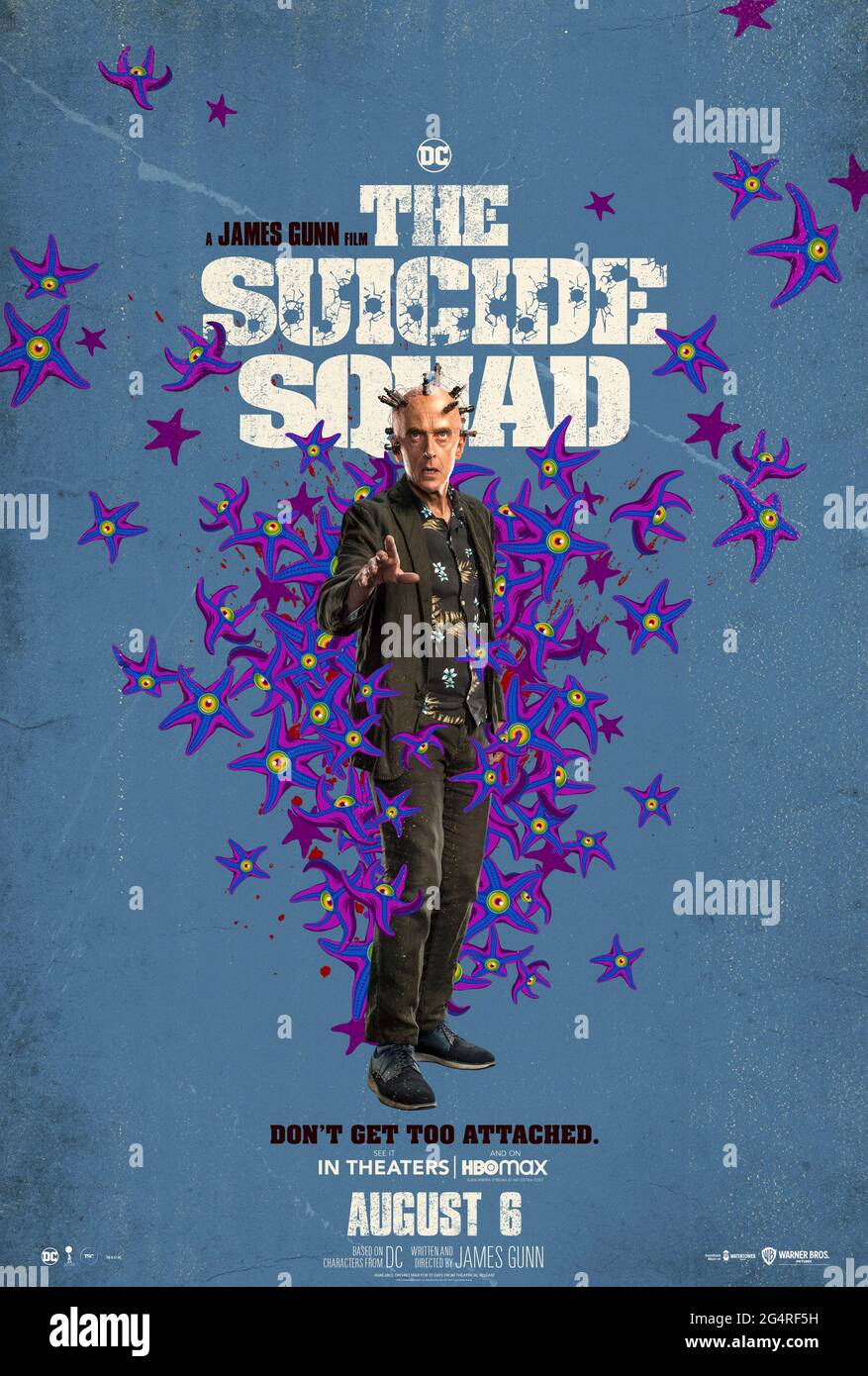 The Suicide Squad (2021) directed by James Gunn and starring Peter Capaldi as Thinker in Jamie Gunn's take on a group of convicts with special powers sent to take on a telepathic starfish called Starro. Stock Photo