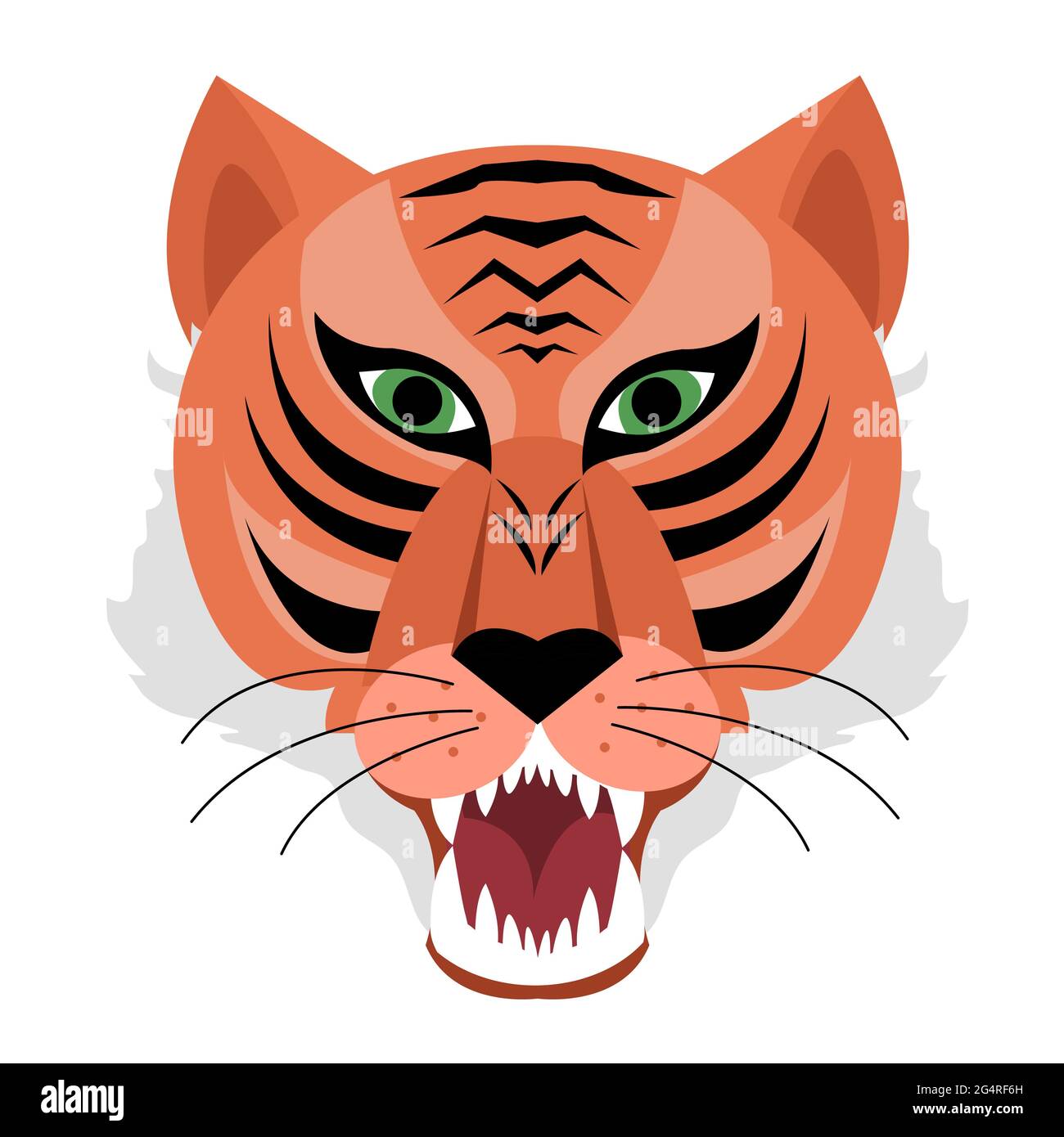 Tiger head icon in flat cartoon style, logo design. Year of the Tiger  Chinese New Year 2022. Vector illustration Stock Vector Image & Art - Alamy