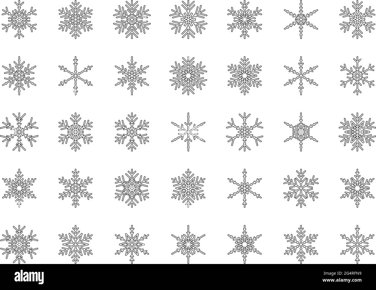 Vector set of different snowflakes Christmas New Year web icons. Vector ...