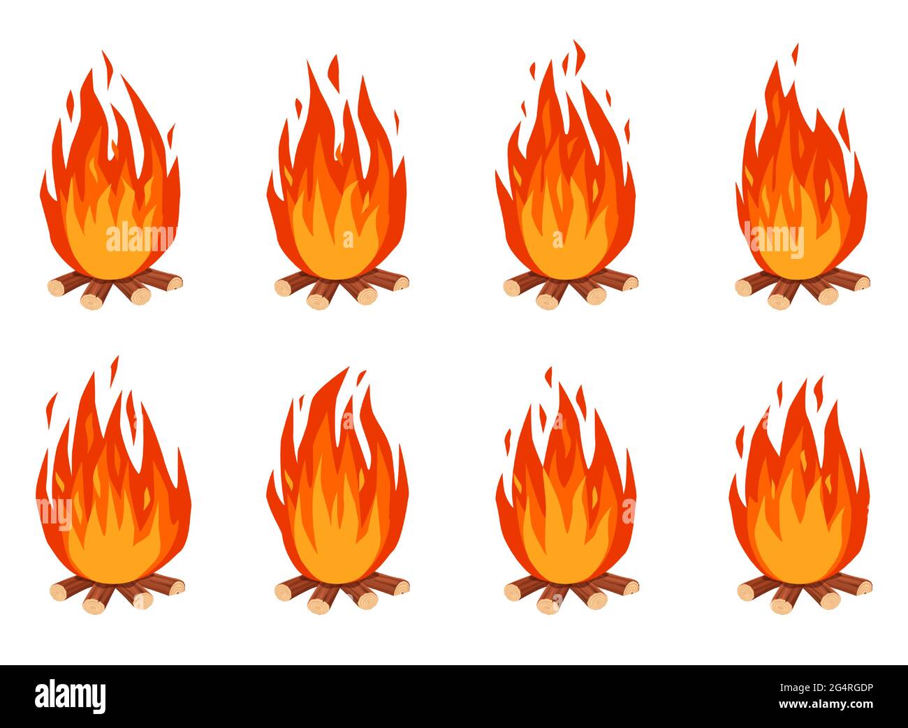 Bonfire animation. Cartoon burning campfire with firewood. Fire flames effect animated sprites frames for ui game design vector set. Bright and flare hot fireplace isolated on white Stock Vector Image & Art - Bonfire animation. Cartoon burning campfire with firewood. Fire flames effect animated sprites frames for ui game design vector set. Bright and flare hot fireplace isolated on white Stock Vector Image & Art -