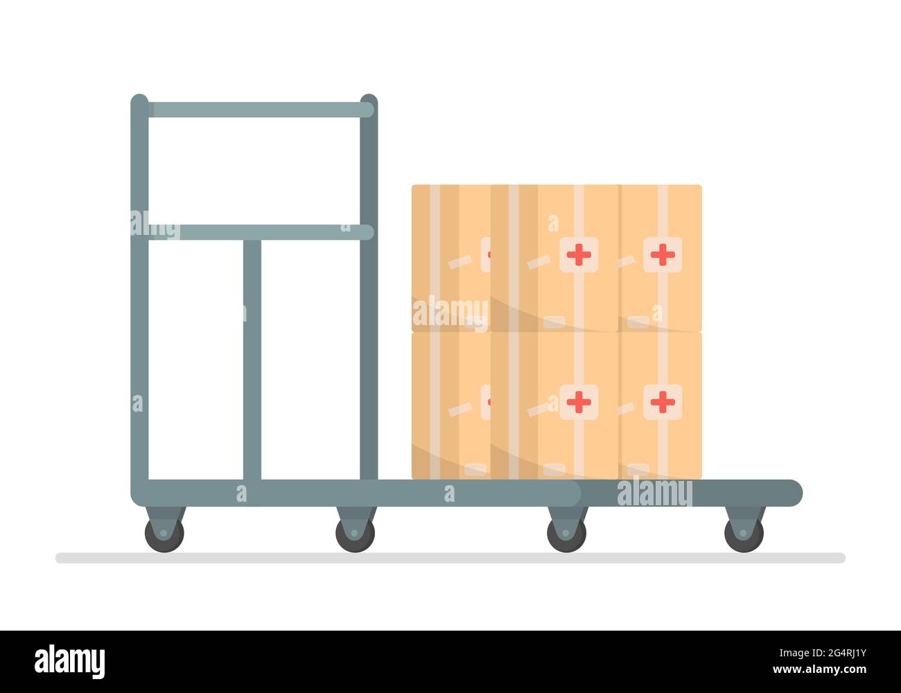 Trolley for transporting heavy items. Vector flat style illustration. Stock Vector