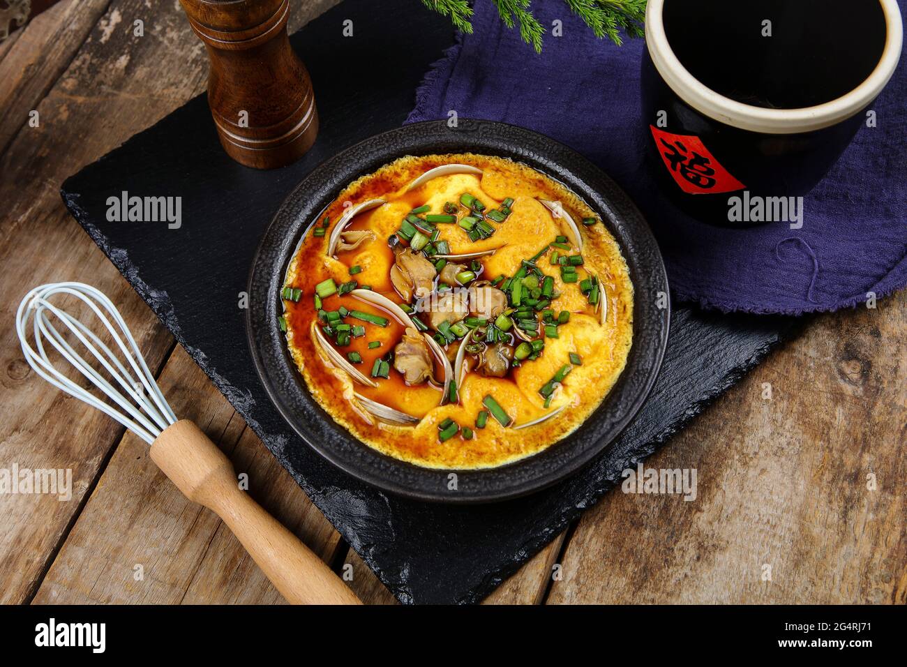 Clam steamed egg Stock Photo Alamy
