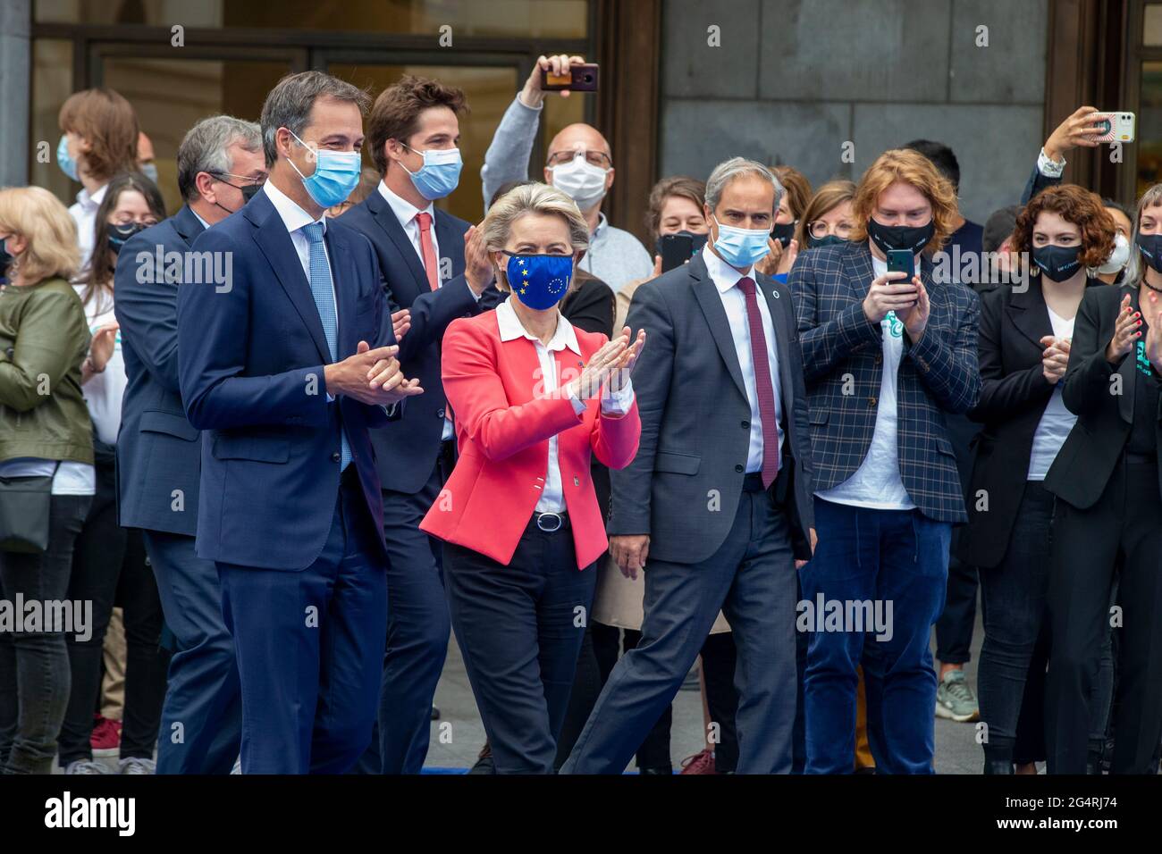 Prime Minister Alexander De Croo and European Commission President Ursula Von der Leyen pictured during a visit of the European Commission Chairwoman Stock Photo