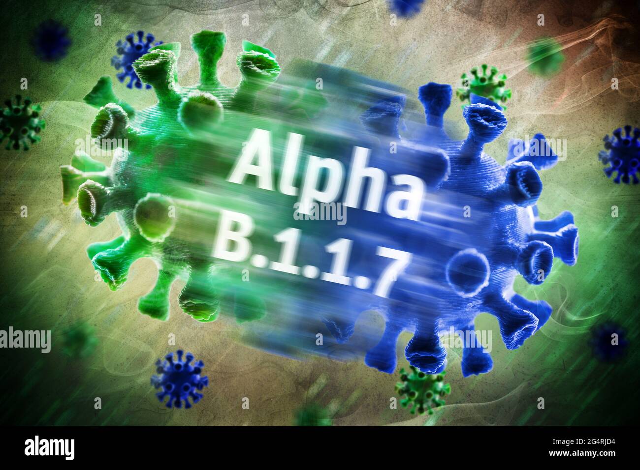 Corona viruses, alpha variant B.1.1.7 Stock Photo