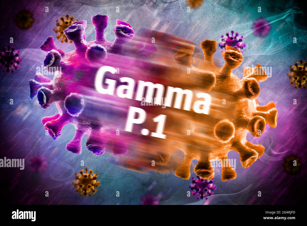 Corona viruses, gamma variant P.1 Stock Photo