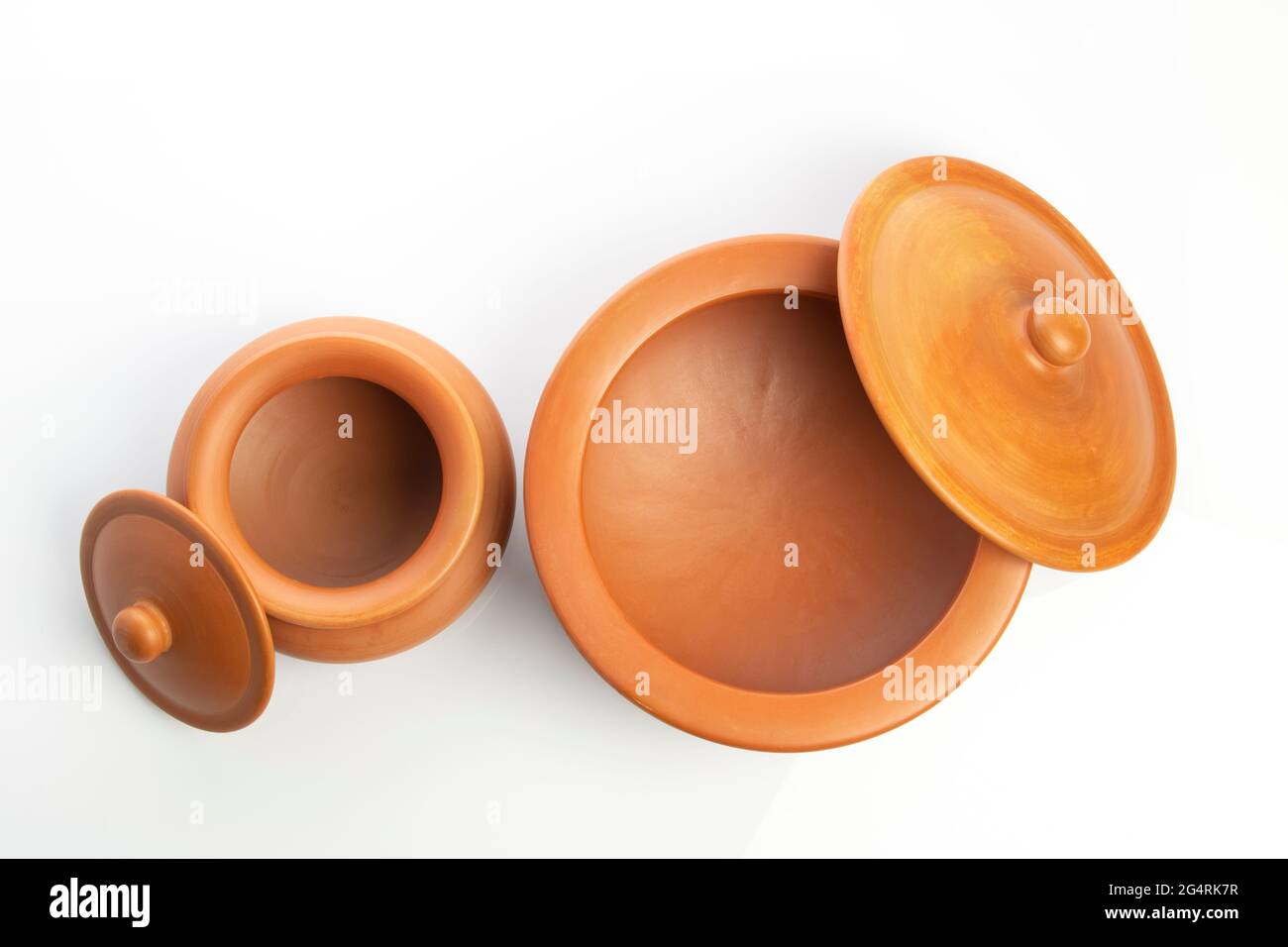 Clay Pots Isolated on White Background Stock Photo