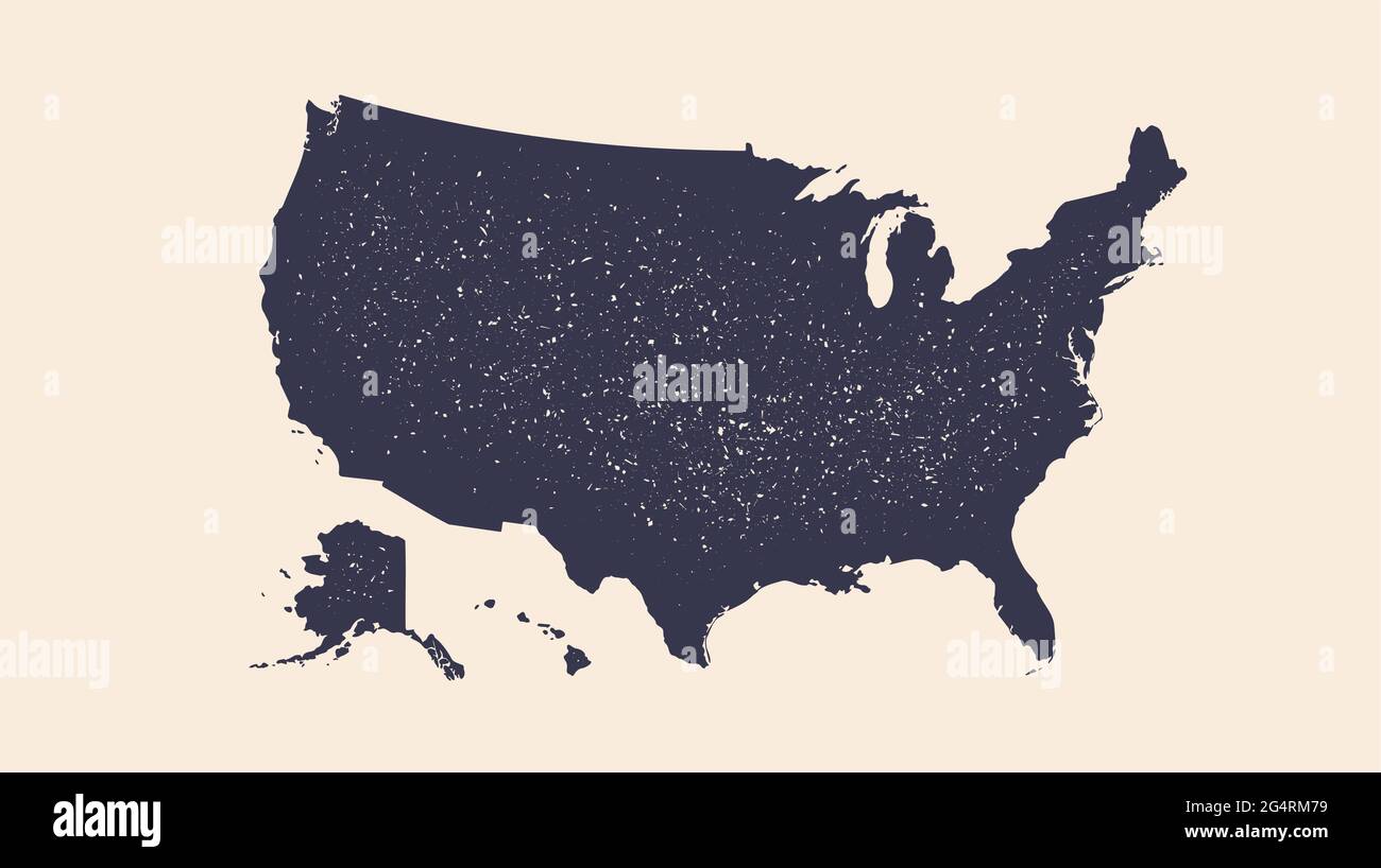 usa poster map of united states of america black and white print map of usa for t shirt poster or geographic theme hand drawn black map vector illustration stock vector image art