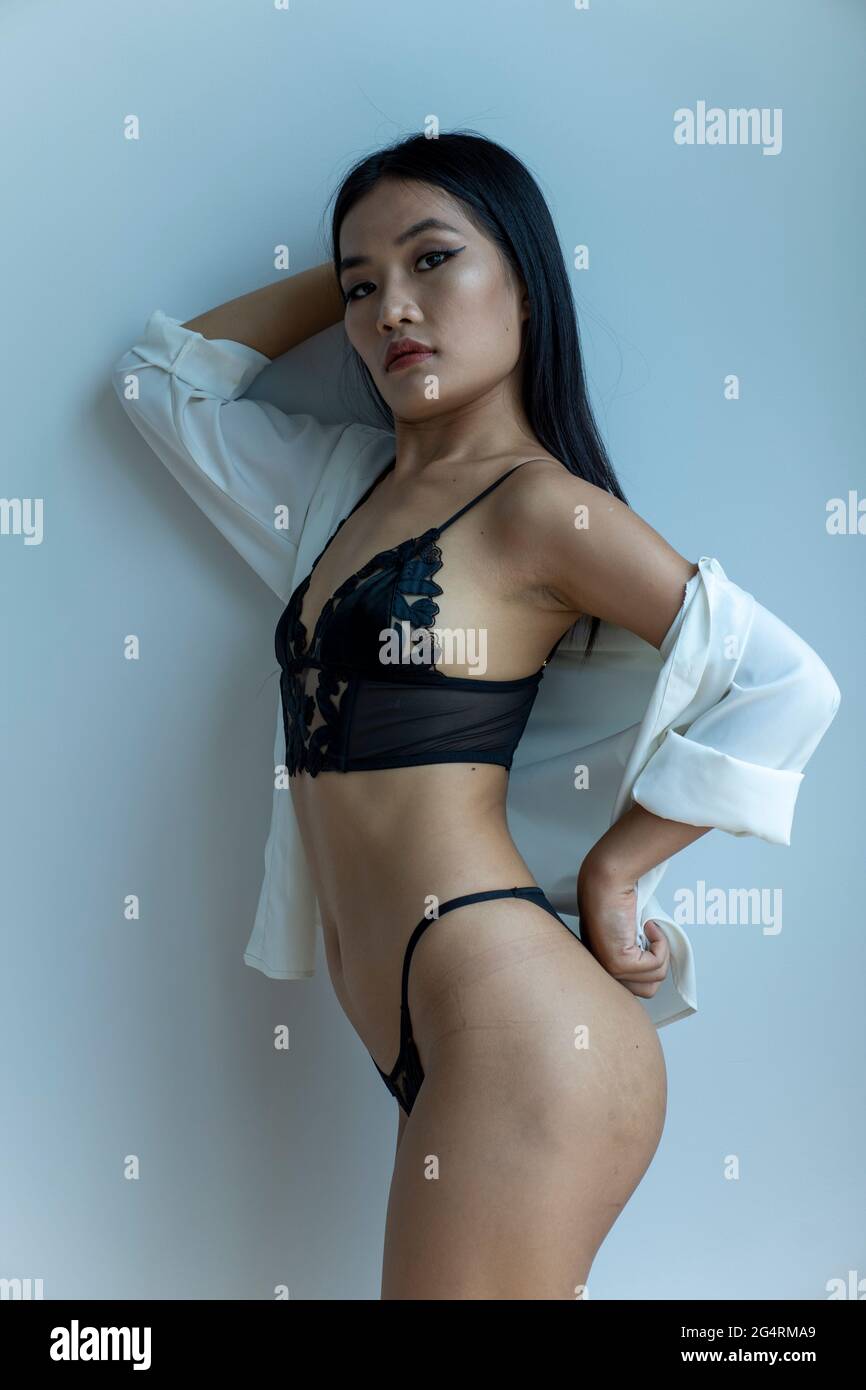 Beautiful sexy asian girl teenager in sexy undertwear Stock Photo picture
