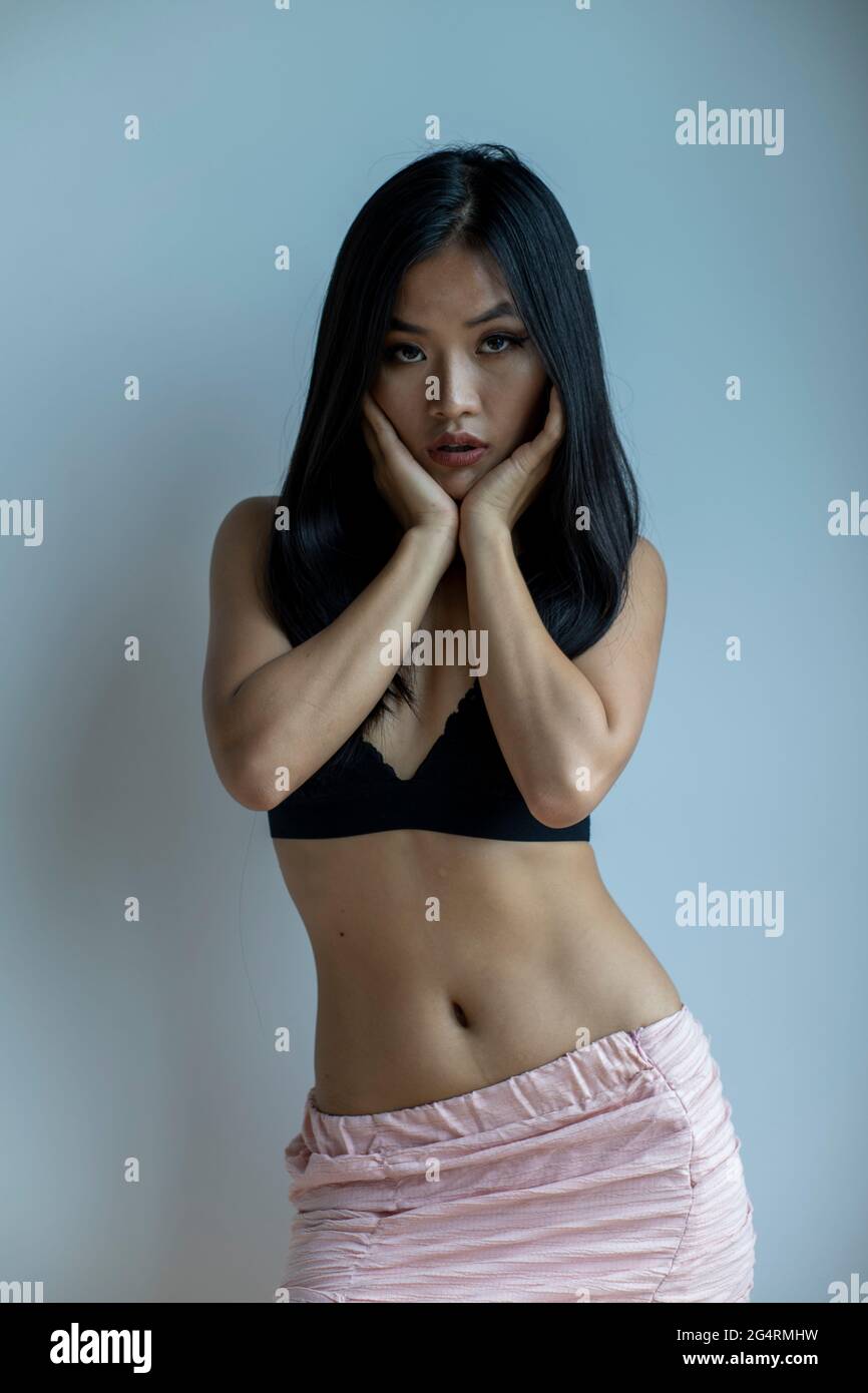Beautiful sexy asian girl teenager in sexy undertwear Stock Photo