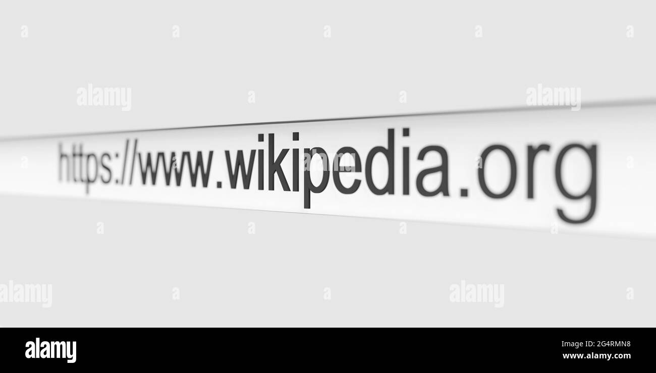 Website url wikipedia address in browser www.wikipedia.org Stock Photo