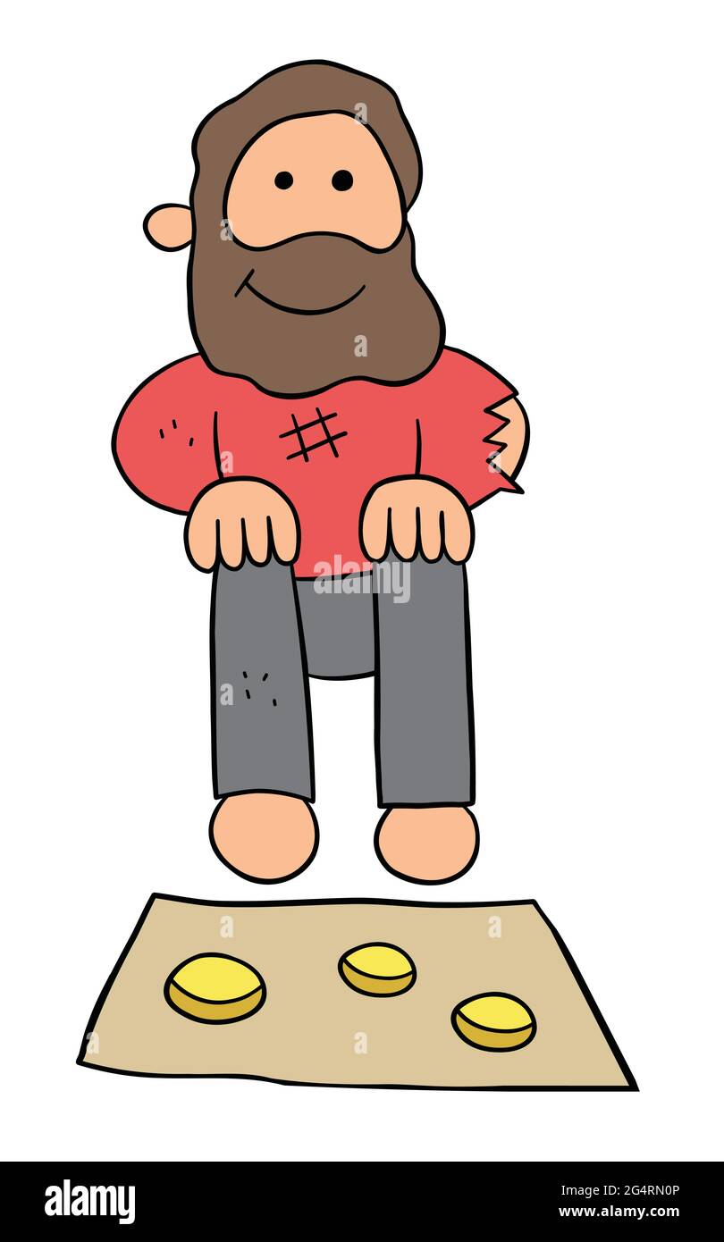 Cartoon homeless man begging for money, vector illustration. Colored and  black outlines Stock Vector Image & Art - Alamy