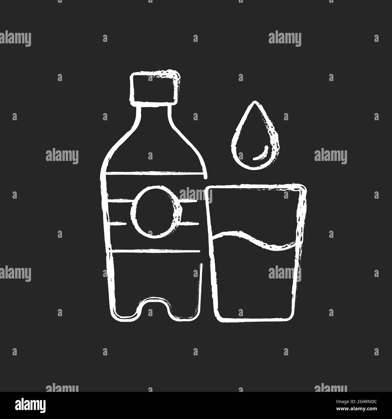 Water chalk white icon on dark background Stock Vector
