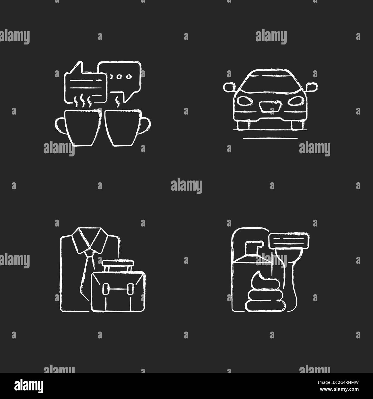 Daily activities chalk white icons set on dark background Stock Vector ...