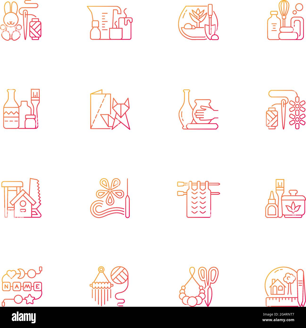 Trending hobbies gradient linear vector icons set. Home business. Boho ...
