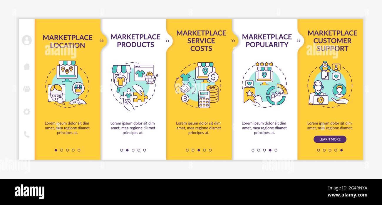 Market place choice parameters onboarding vector template Stock Vector