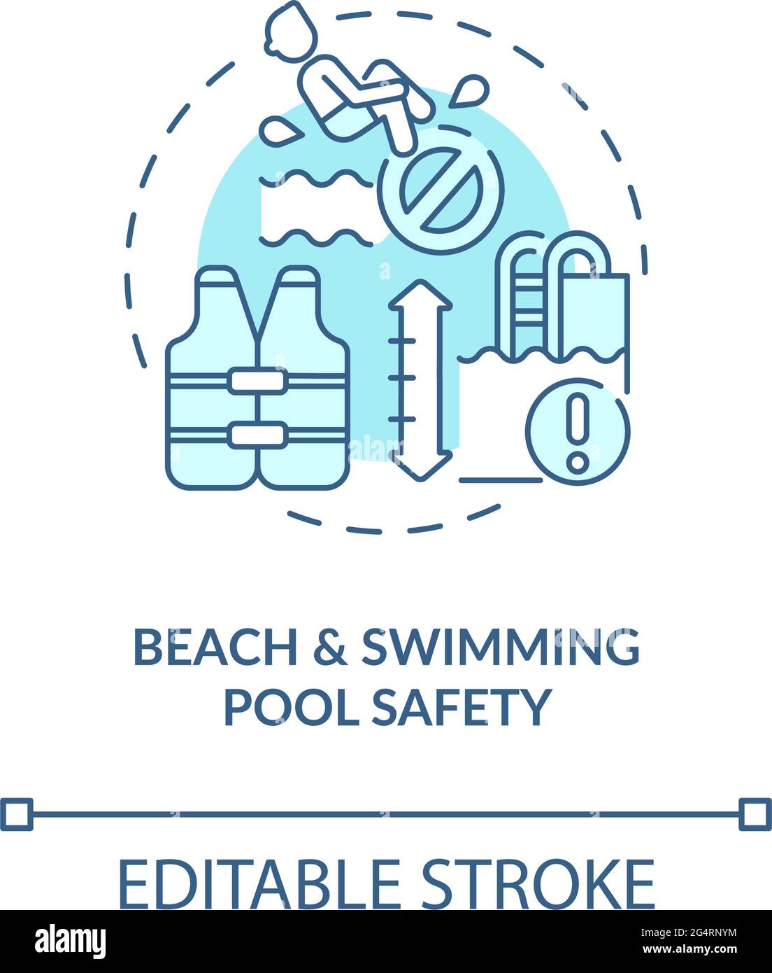 Beach and swimming pool safety concept icon. Summer vacation abstract idea thin line illustration. Recreational water illnesses prevention. Vector iso Stock Vector Image & Art - Alamy