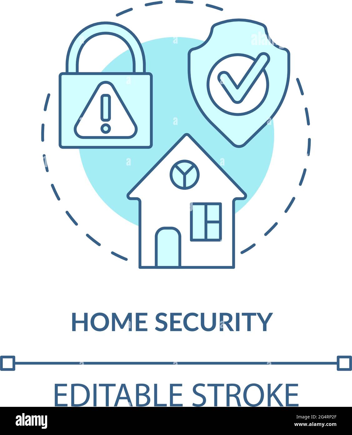 Home security concept icon. Summer vacation safety abstract idea thin