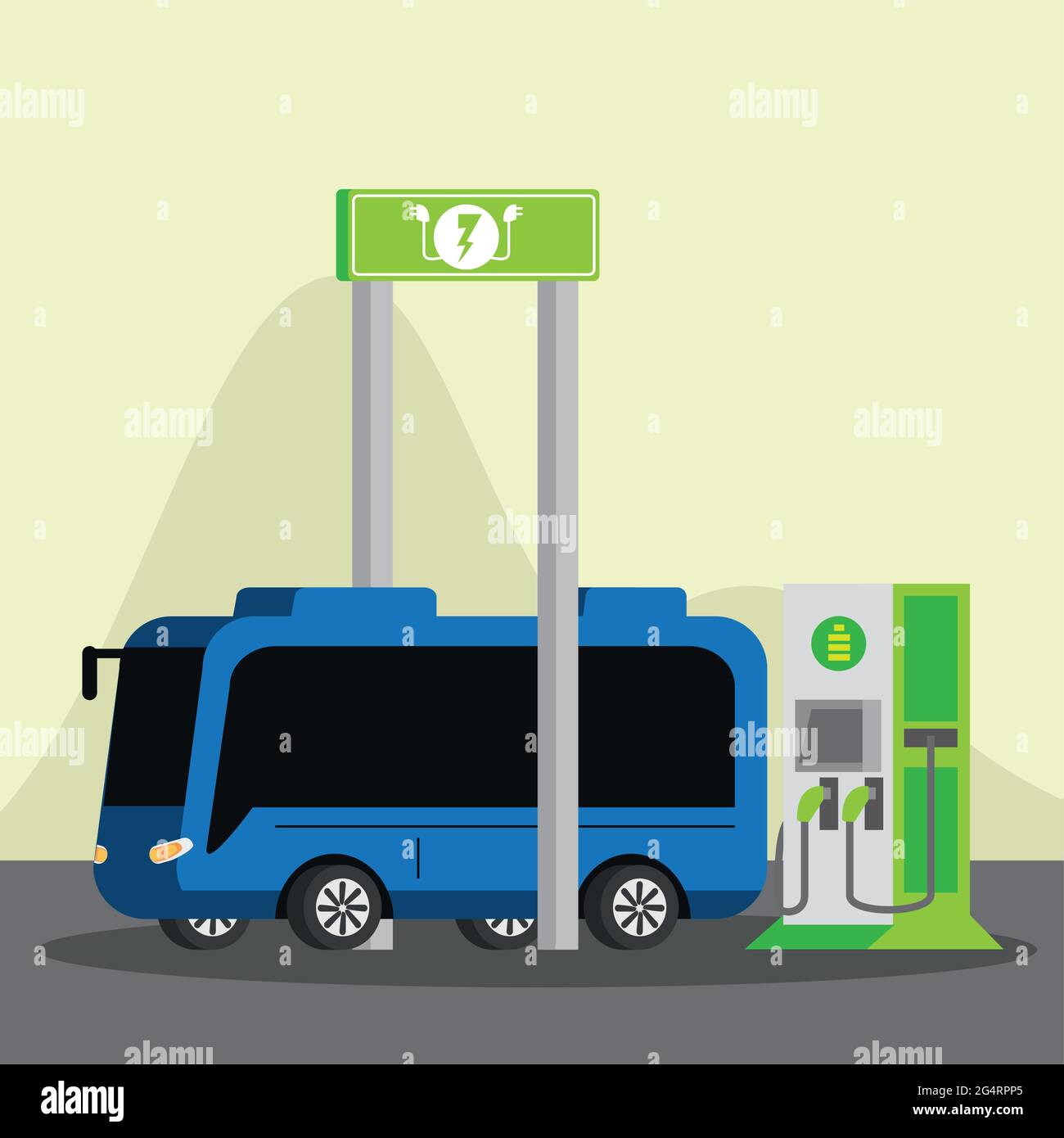 electric bus station Stock Vector