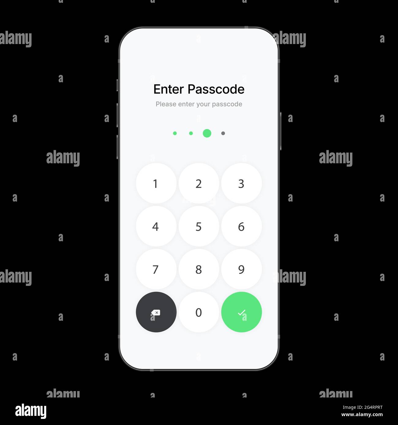 Simple Passcode Interface. Clean and Bright Template. Enter your Password. Vector illustration Stock Vector