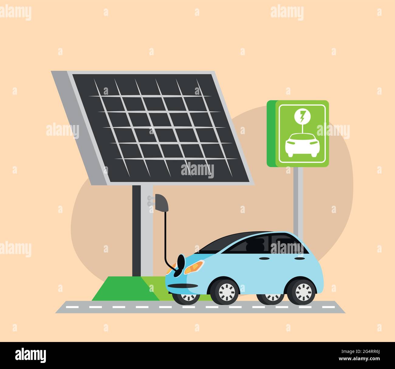 solar panel charge electric car Stock Vector Image & Art - Alamy