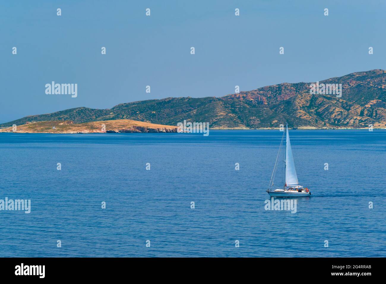 Yacht boat in Aegean sea near Milos island , Greece Stock Photo - Alamy