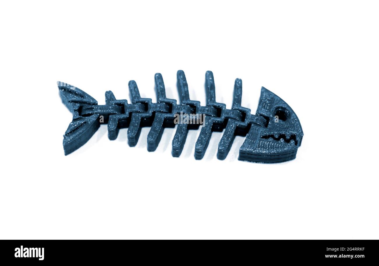 Abstract object printed by 3d printer on white background. Stock Photo