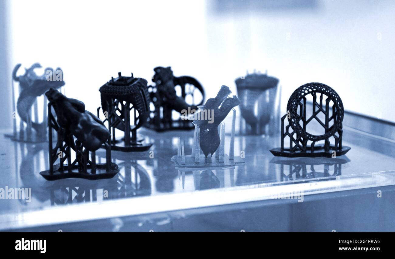 Objects photopolymer printed on a 3d printer. Stock Photo