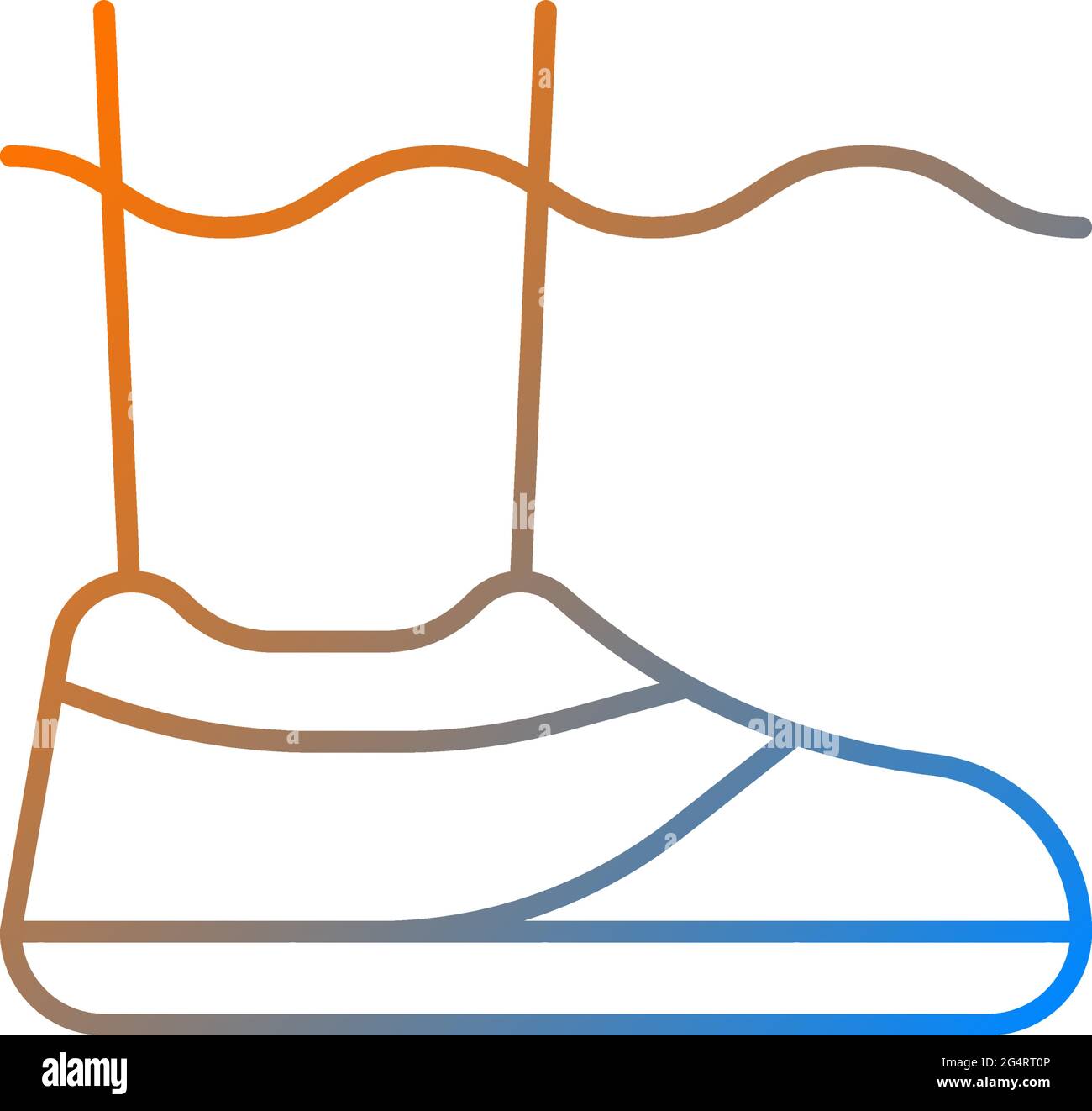 Water shoes gradient linear vector icon. Walking in wet, rocky ...