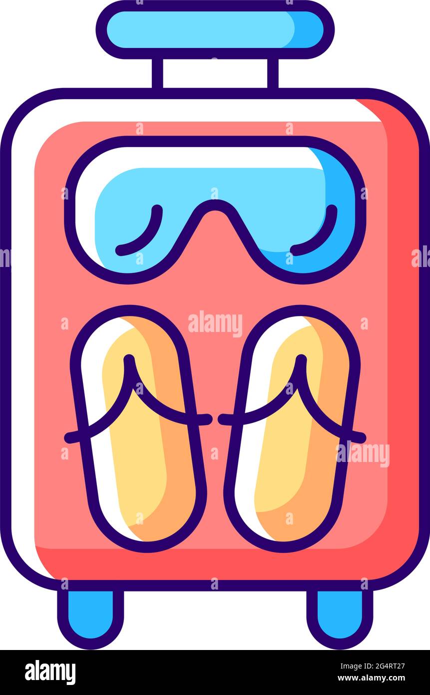Open suitcase for summer vacation RGB color icon Stock Vector Image ...