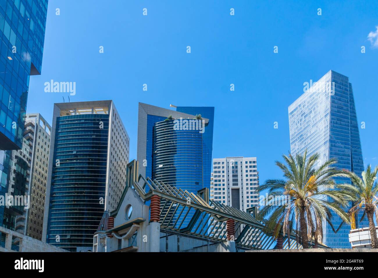 View of modern office buildings in downtown TelAviv, Israel Stock