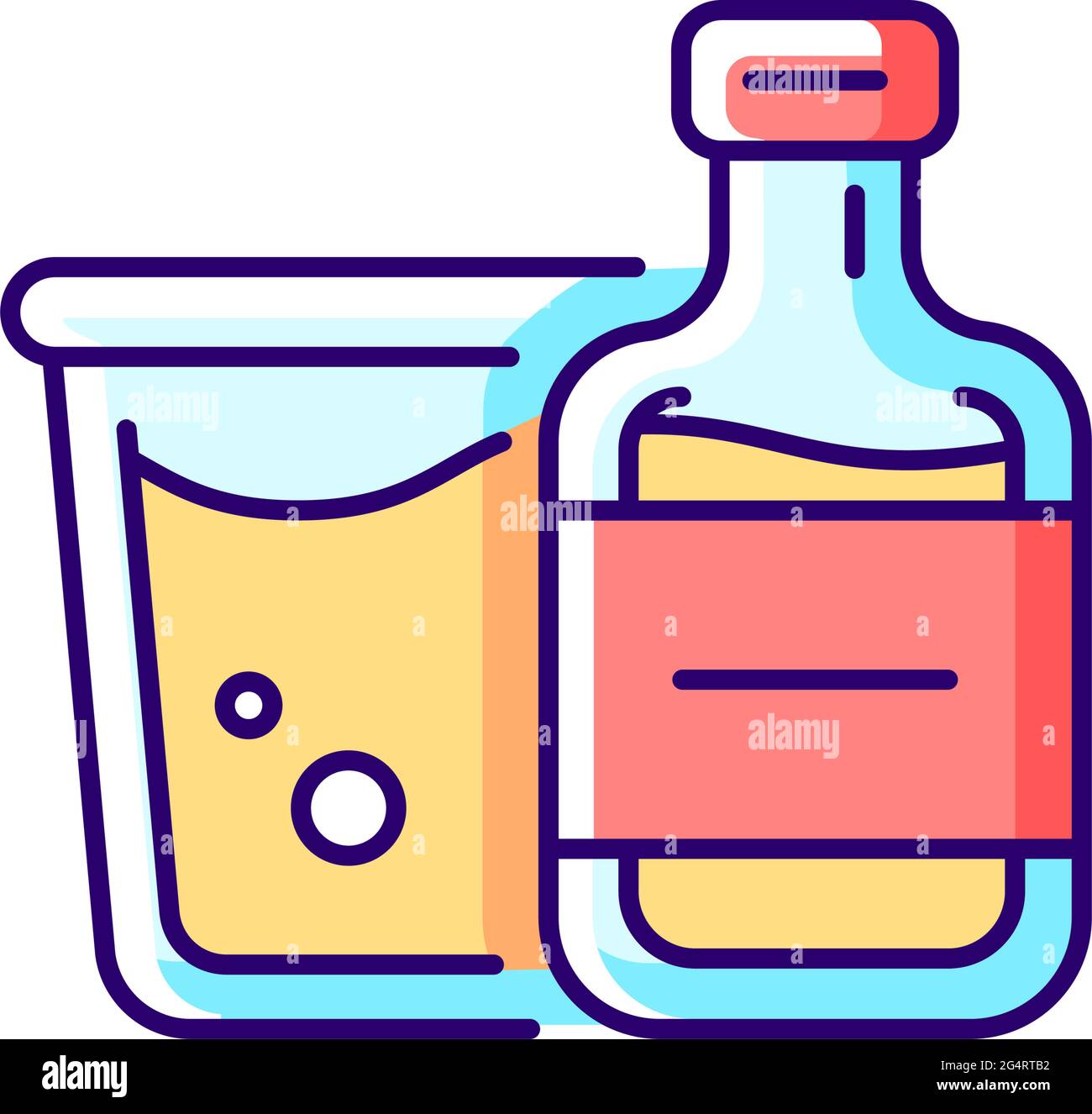 Airplane alcohol RGB color icon Stock Vector