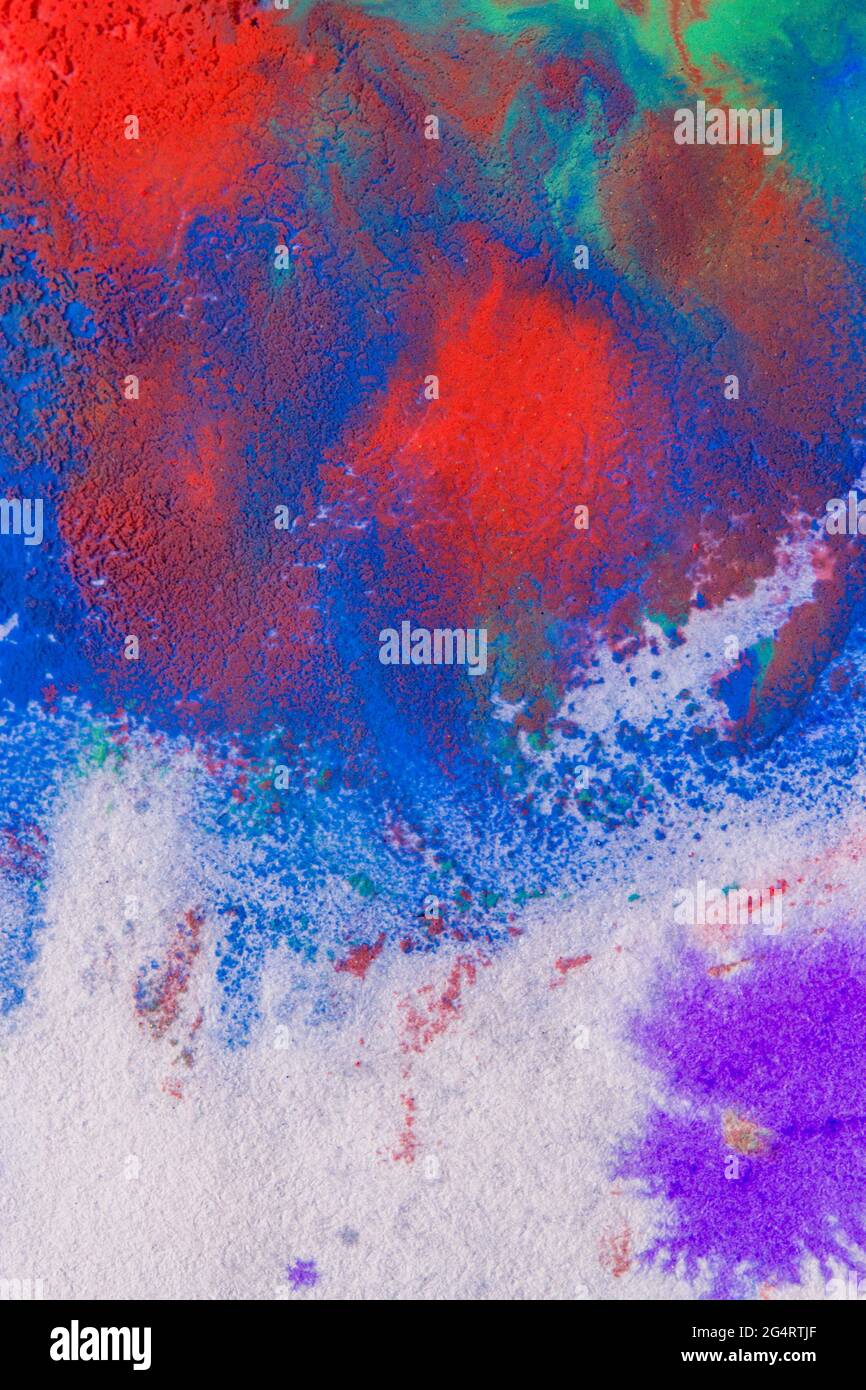 multicolored paint stains, drips, splashes, mixing Stock Photo