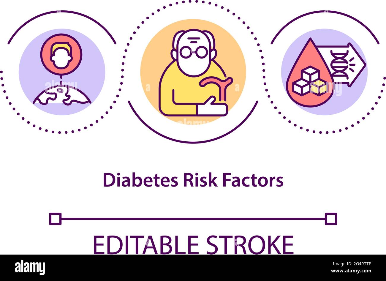 Diabetes risk factors concept icon Stock Vector