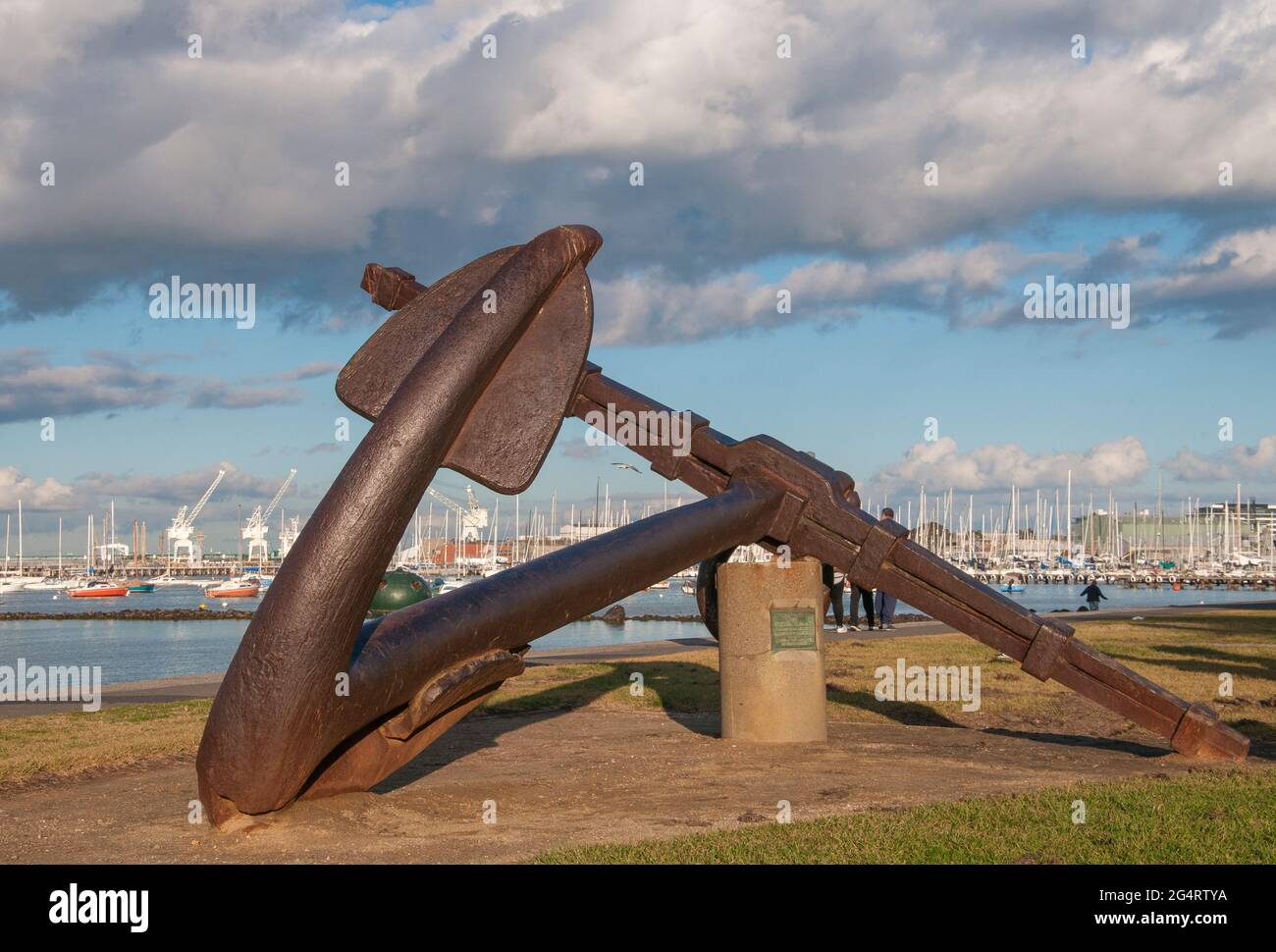 Anchor and shackle from the colonial-era HMVS Nelson, on the waterfront at Williamstown, Victoria Stock Photo