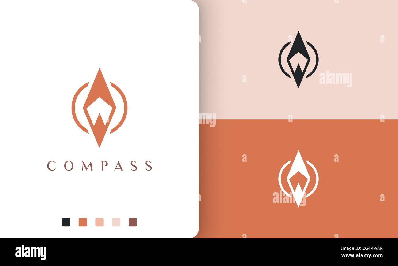 backpacker or compass logo vector design with simple and modern style Stock Vector