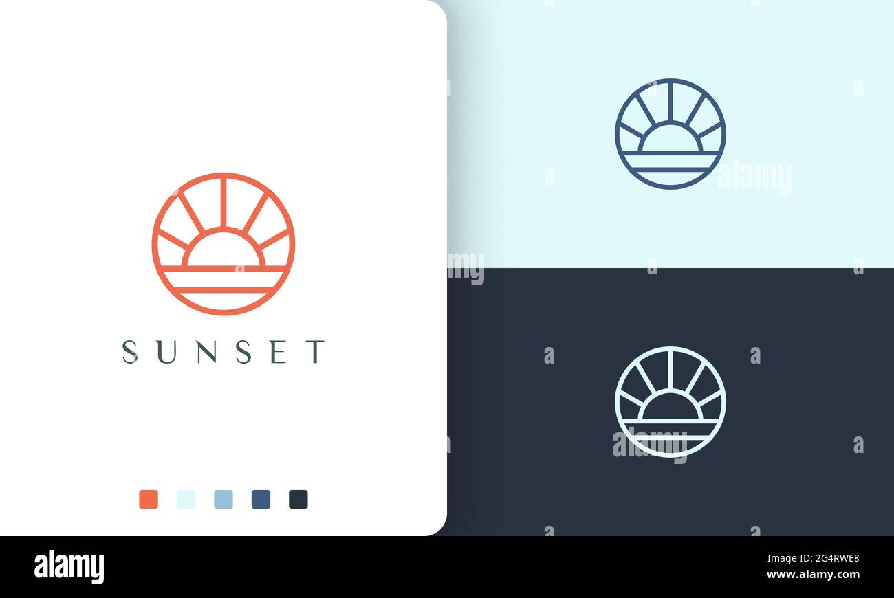 sun or sea logo with simple and modern circle shape Stock Vector