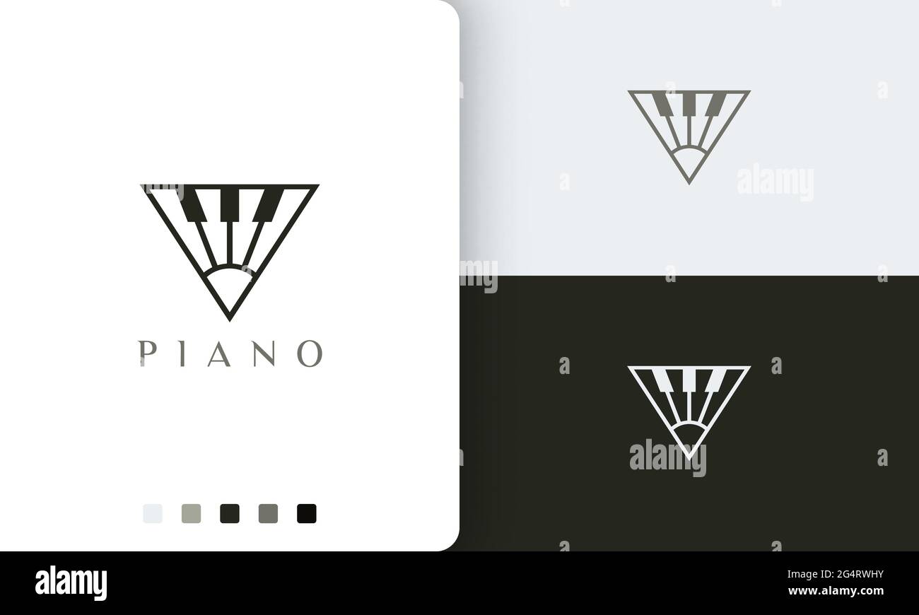 simple and modern piano logo or icon in triangle shape Stock Vector